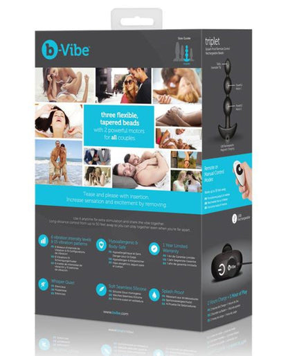 Doll Authority Anal Products Black B-vibe Remote Triplet Anal Beads