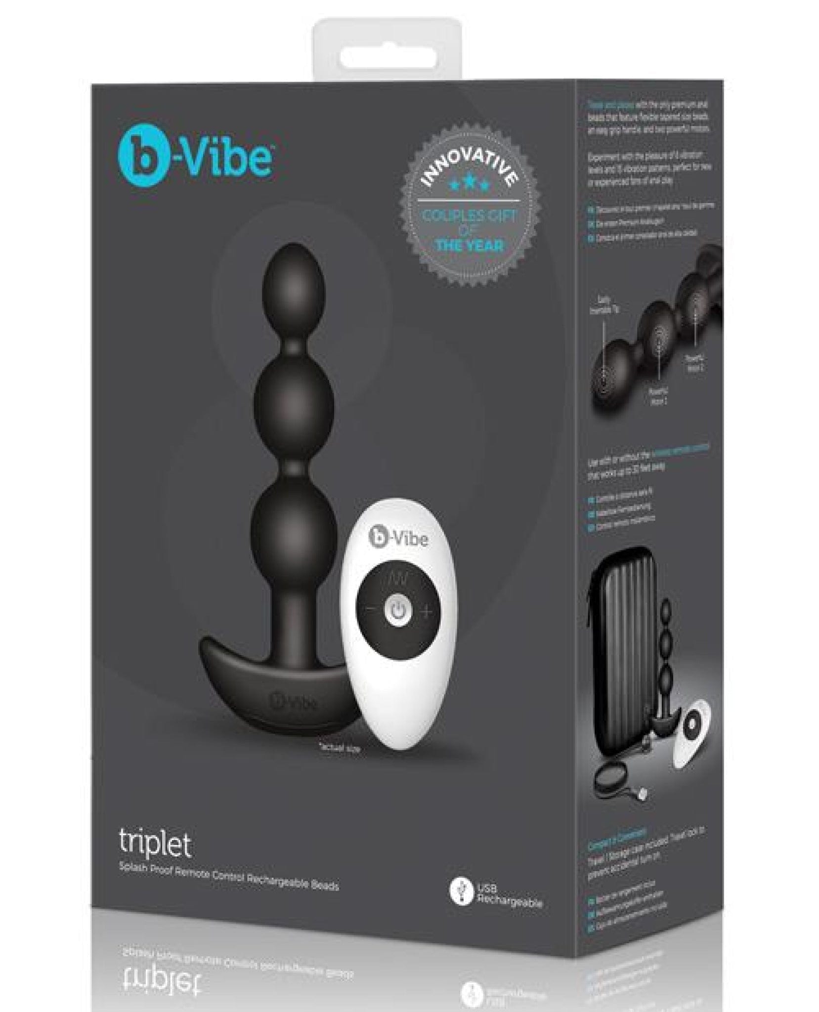Doll Authority Anal Products Black B-vibe Remote Triplet Anal Beads