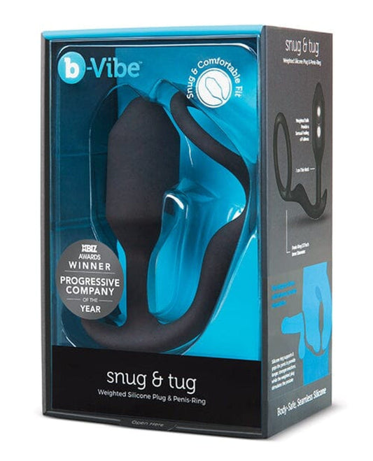 Doll Authority Anal Products B-vibe Snug & Tug Weighted Silicone & Penis Ring - 128 G Black