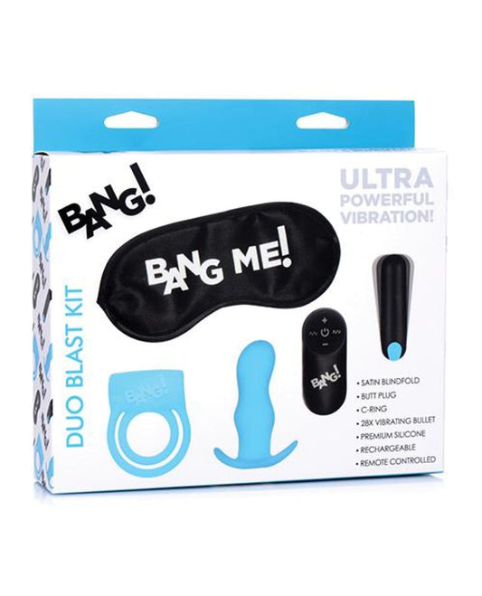 Doll Authority Anal Products Bang! Duo Blast Remote Control Cock Ring & Butt Plug Vibe Kit - Blue