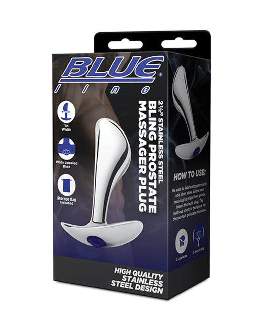 Doll Authority Anal Products Blue Line 2.5" Stainless Steel Bling Prostate Massager Plug
