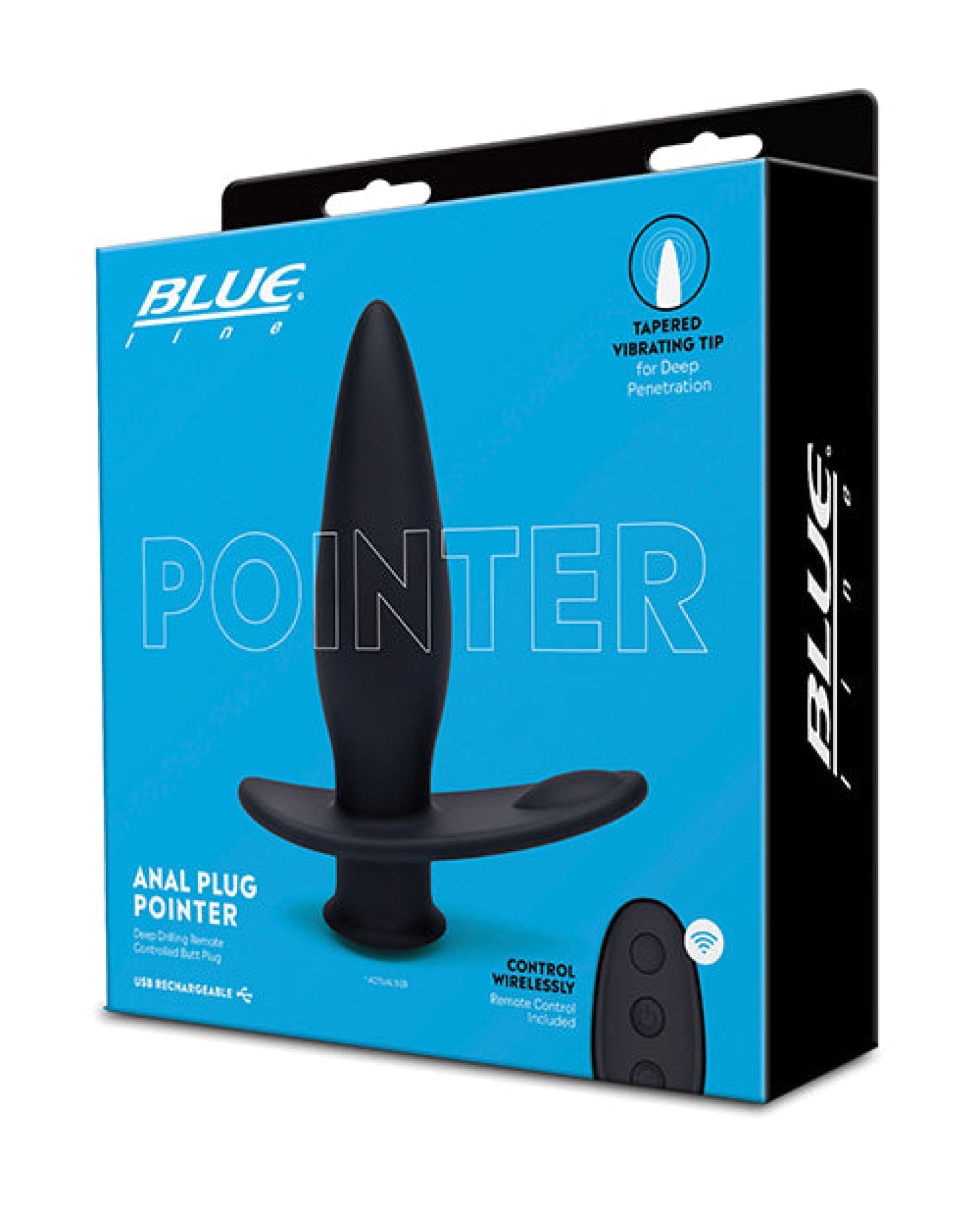 Doll Authority Anal Products Blue Line Vibrating Anal Plug Pointer W-remote - Black