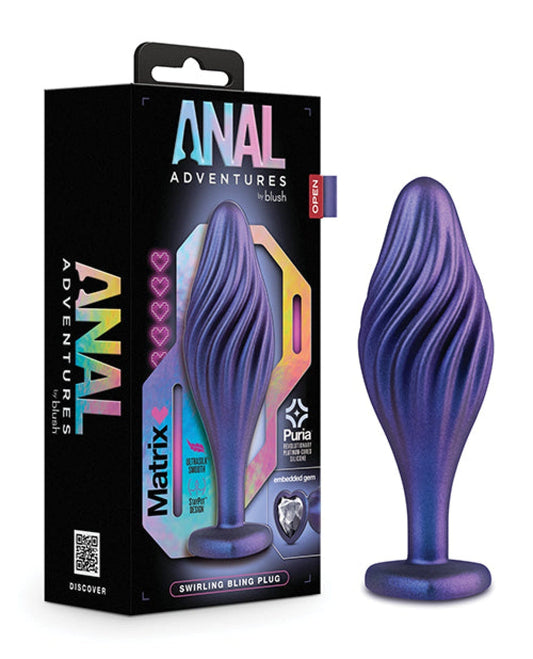 Doll Authority Anal Products Blush Anal Adventures Matrix Swirling Bling Plug - Sapphire