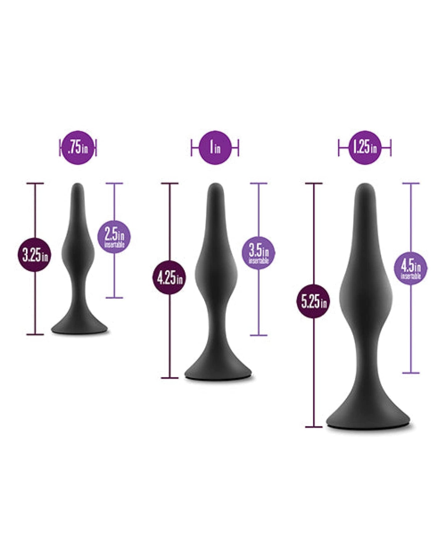 Doll Authority Anal Products Blush Anal Adventures Platinum Silicone Beginner Plug Kit - Black