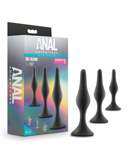 Doll Authority Anal Products Blush Anal Adventures Platinum Silicone Beginner Plug Kit - Black