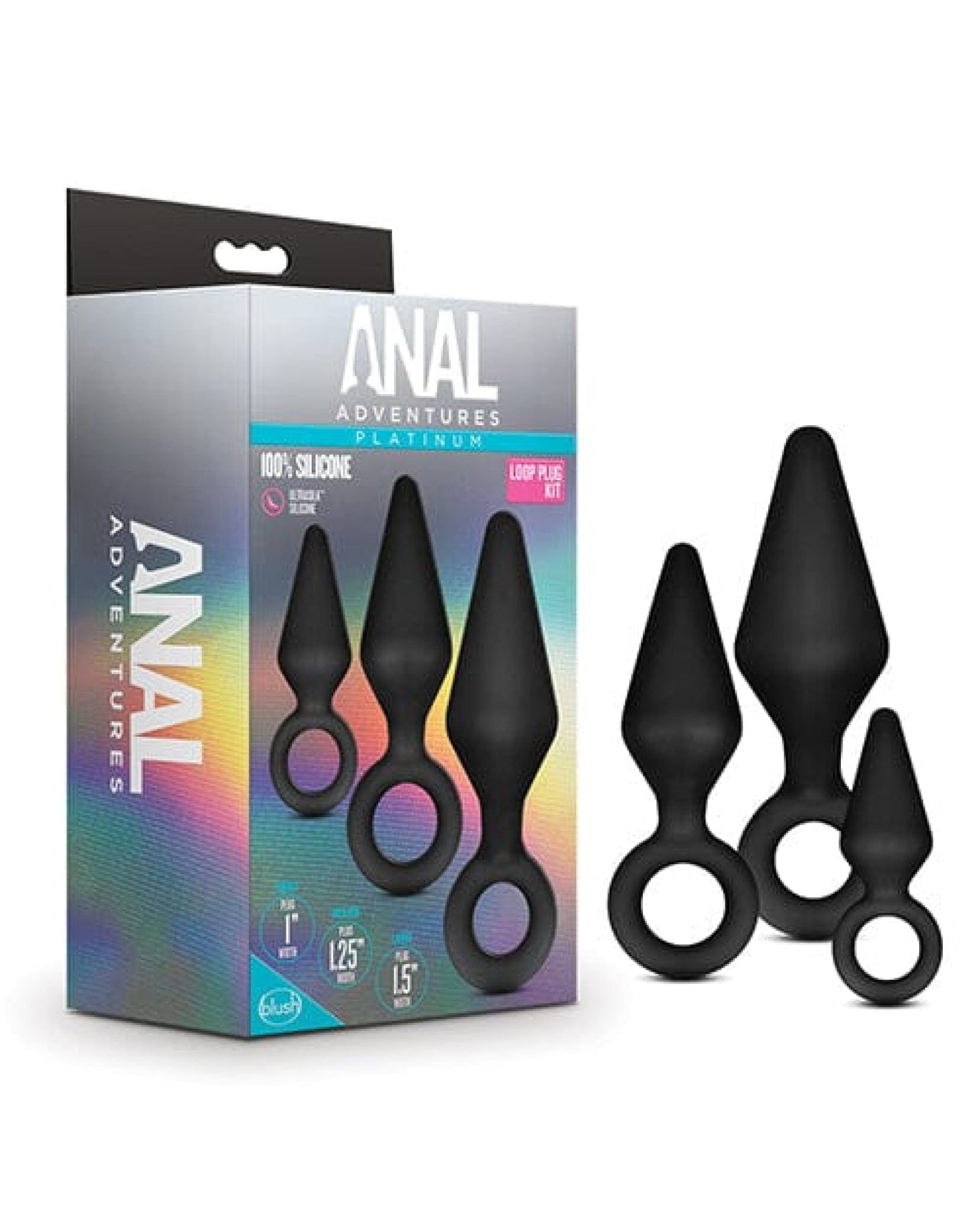 Doll Authority Anal Products Blush Anal Adventures Platinum Silicone Loop Plug Kit - Black