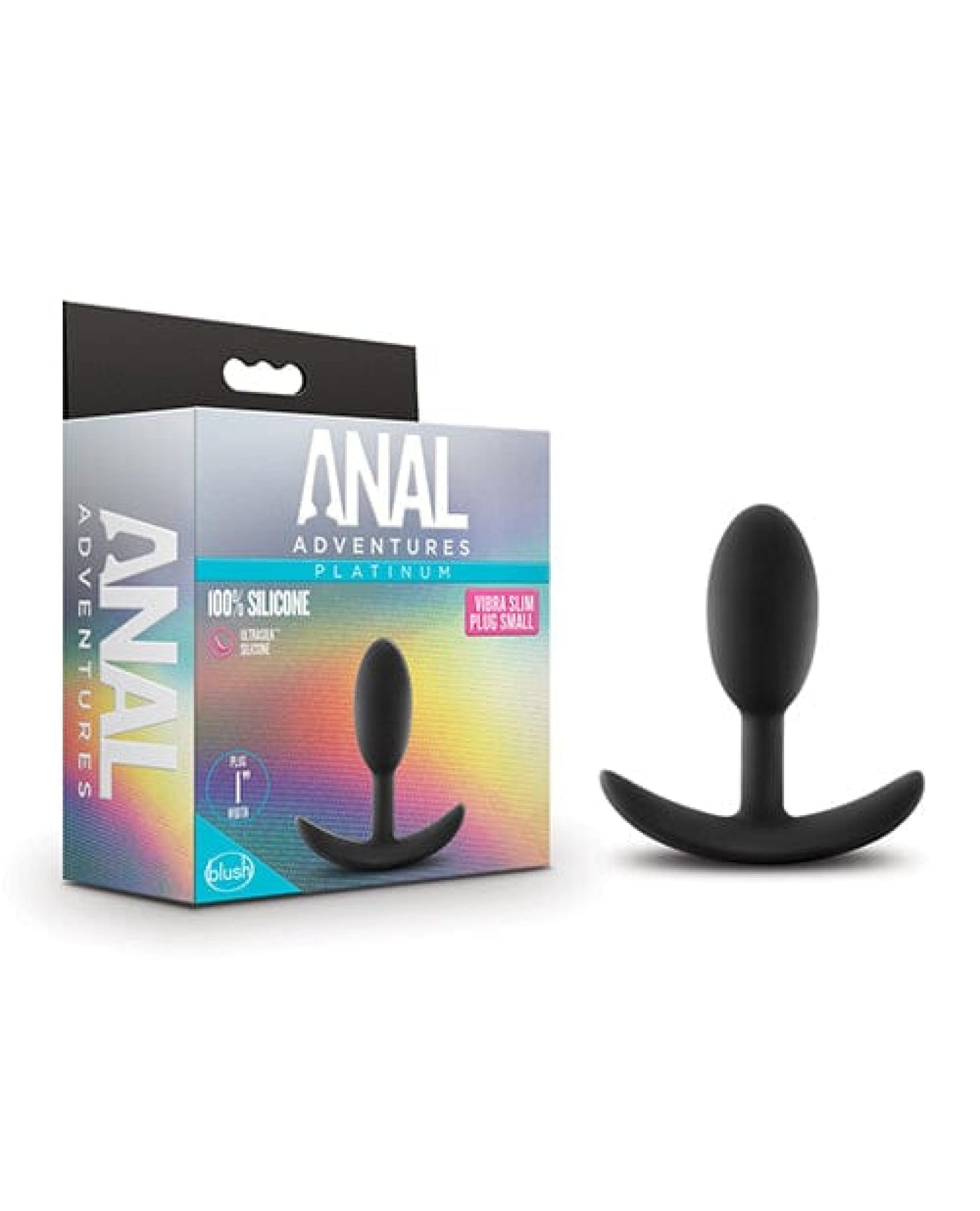 Doll Authority Anal Products Small Blush Anal Adventures Platinum Silicone Vibra Slim Plug - Black
