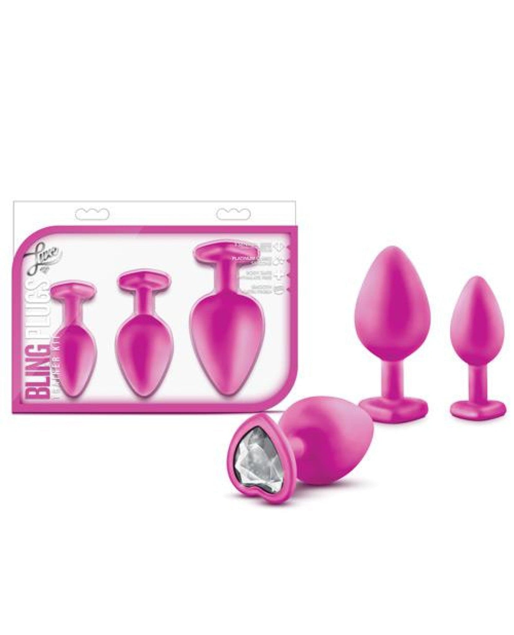 Doll Authority Anal Products Pink W/white Blush Luxe Bling Plugs Training Kit - Pink W/white Gems