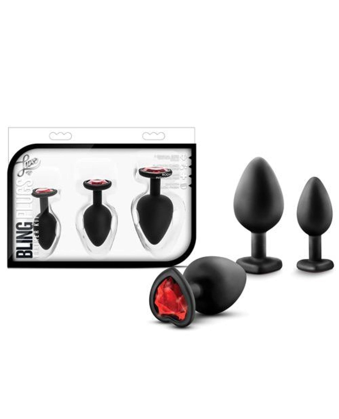 Doll Authority Anal Products Black W/red Blush Luxe Bling Plugs Training Kit - Pink W/white Gems