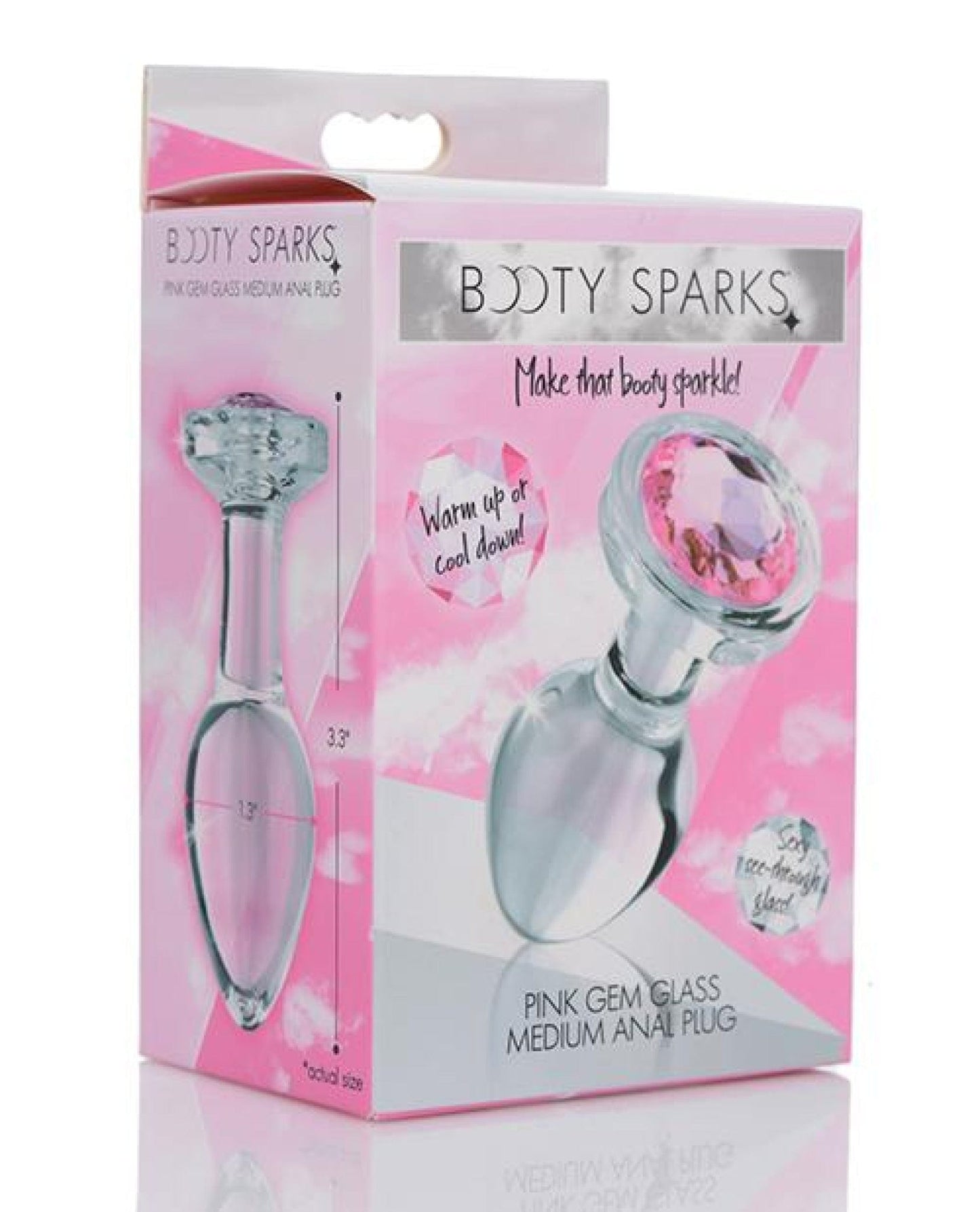 Doll Authority Anal Products Medium Booty Sparks Pink Gem Glass Anal Plug