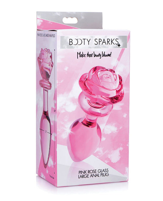 Doll Authority Anal Products Large Booty Sparks Pink Rose Glass Anal Plug