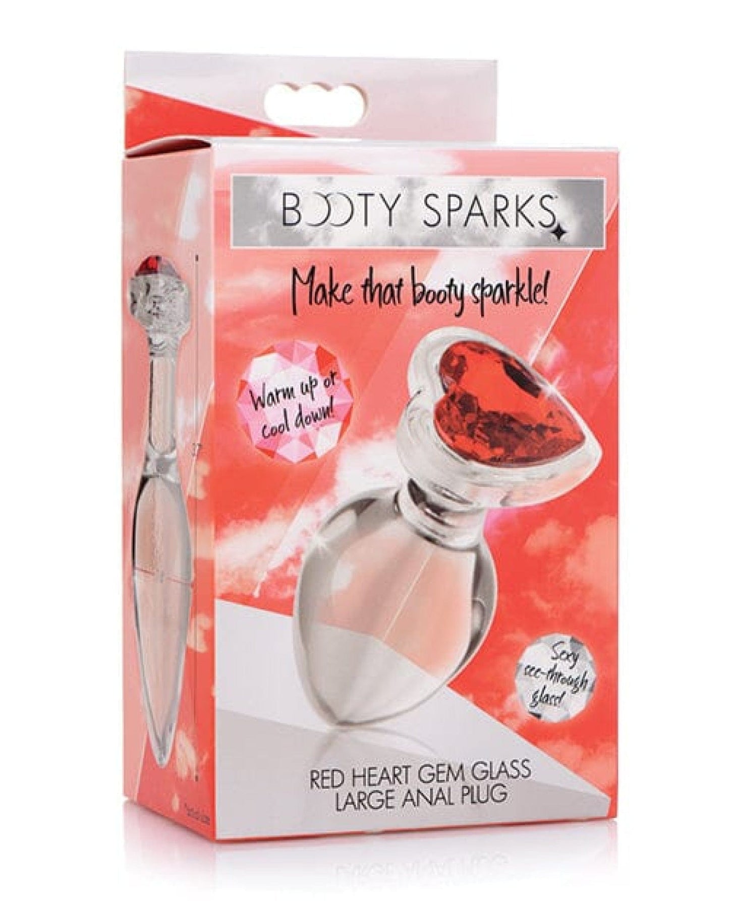 Doll Authority Anal Products Large Booty Sparks Red Heart Gem Glass Anal Plug