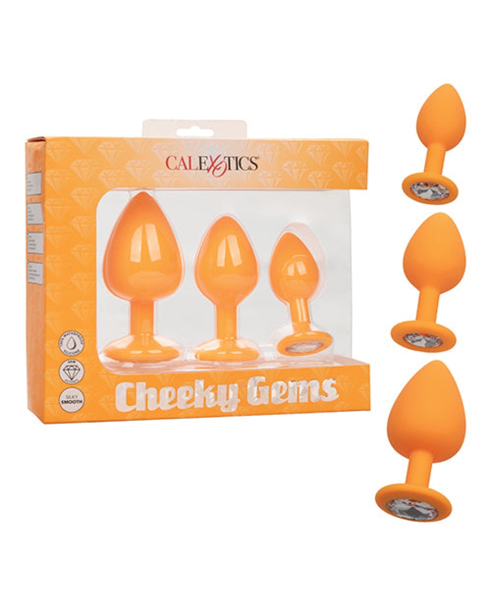Doll Authority Anal Products Orange Cheeky Gems 3 Pc Plug Set