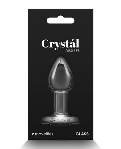 Doll Authority Anal Products Crystal Desires Glass Heart Gem Butt Plug - Red