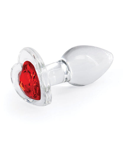 Doll Authority Anal Products Crystal Desires Glass Heart Gem Butt Plug - Red