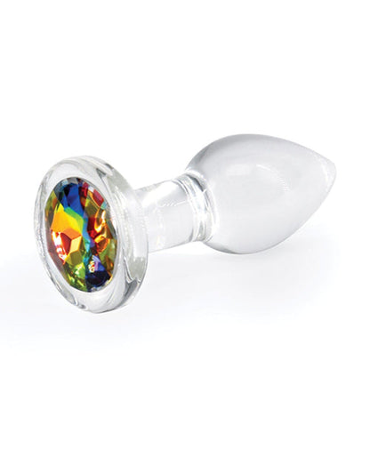 Doll Authority Anal Products Crystal Desires Glass Round Gem Butt Plug - Rainbow