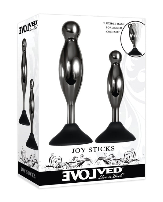 Doll Authority Anal Products Evolved Joy Sticks 2 Pc Plug Set - Black-chrome