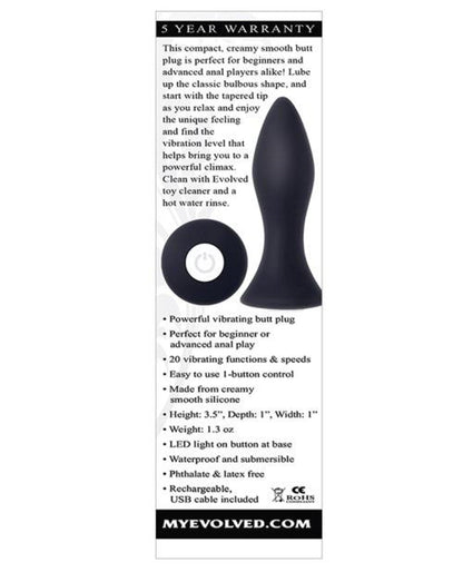 Doll Authority Anal Products Evolved Mini Butt Plug - Black