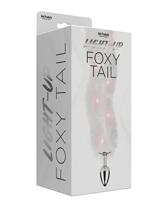 Doll Authority Anal Products White Foxy Tail Light Up Faux Fur Butt Plug