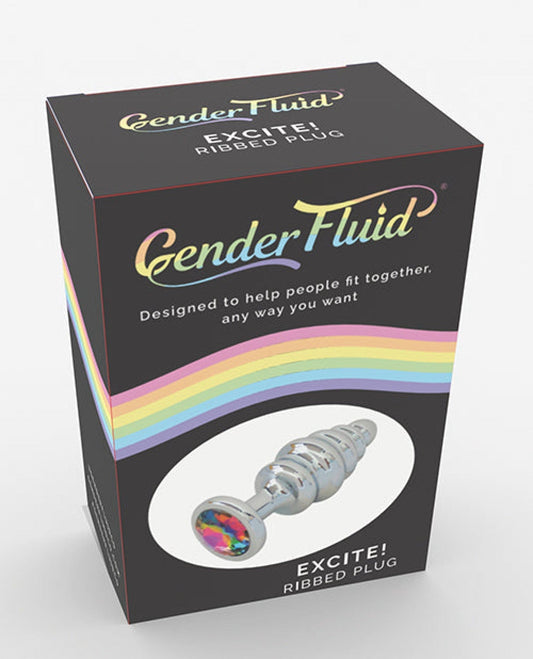 Doll Authority Anal Products Gender Fluid Excite! Ribbed Plug - Silver