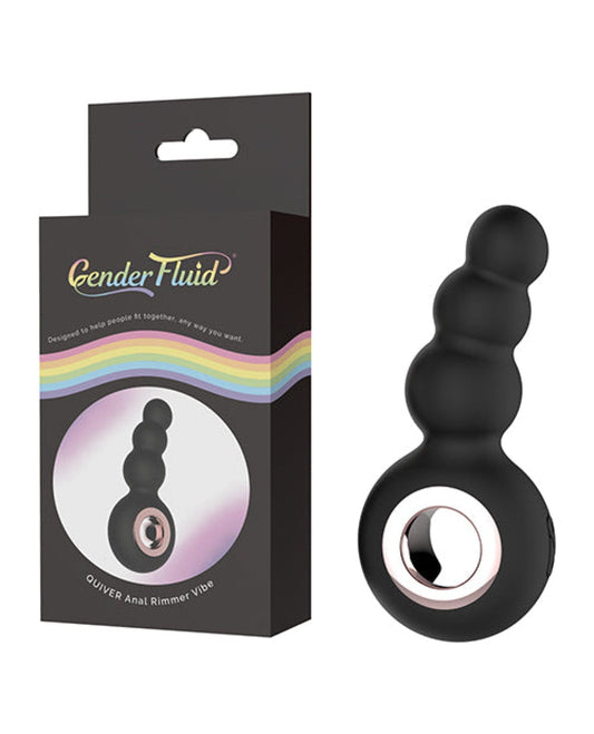 Doll Authority Anal Products Gender Fluid Quiver Anal Ring Bead Vibe - Black