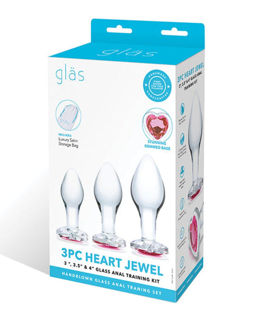 Doll Authority Anal Products Glas 3 Pc Heart Jewel Glass Anal Training Kit