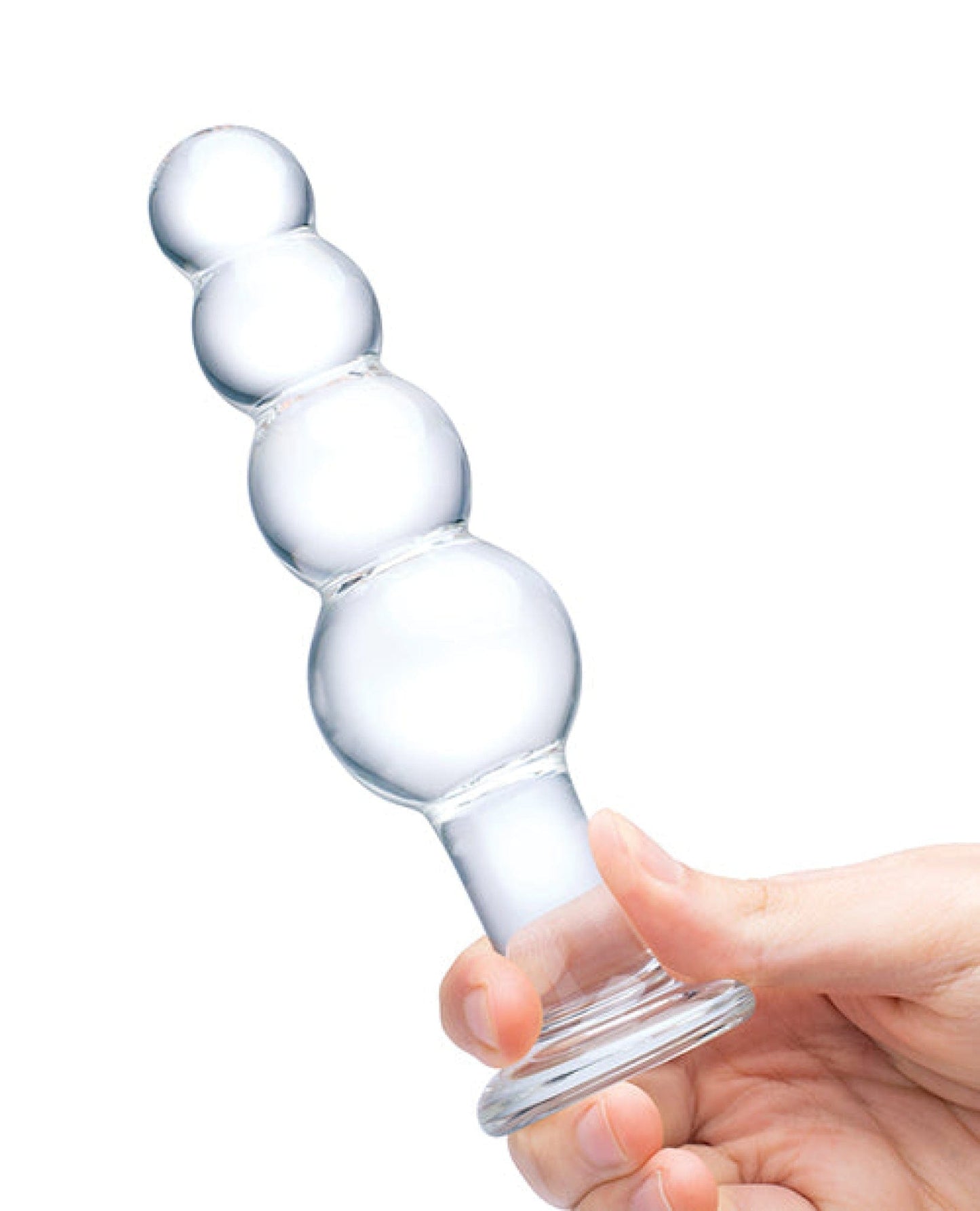 Doll Authority Anal Products Glas 7.25" Glass Beaded Butt Plug - Clear