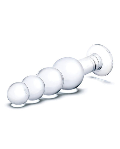 Doll Authority Anal Products Glas 7.25" Glass Beaded Butt Plug - Clear
