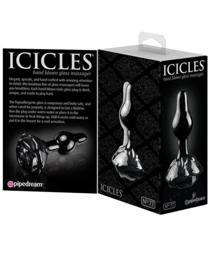Doll Authority Anal Products Icicles No. 77 Hand Blown Glass Rose Butt Plug - Black
