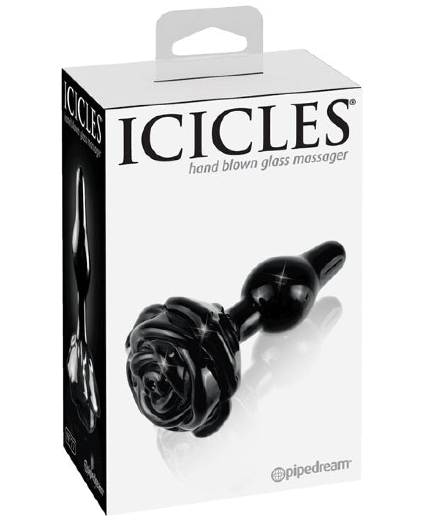 Doll Authority Anal Products Icicles No. 77 Hand Blown Glass Rose Butt Plug - Black