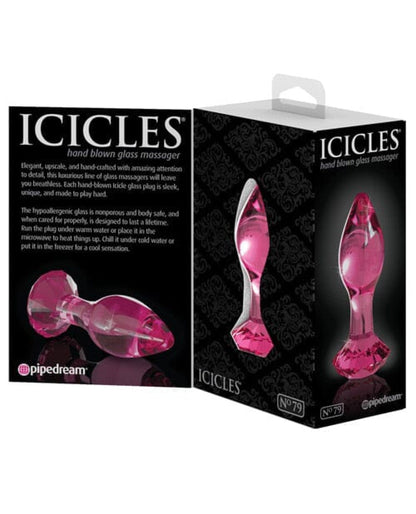 Doll Authority Anal Products Icicles No. 79 Hand Blown Glass Diamond Butt Plug - Pink