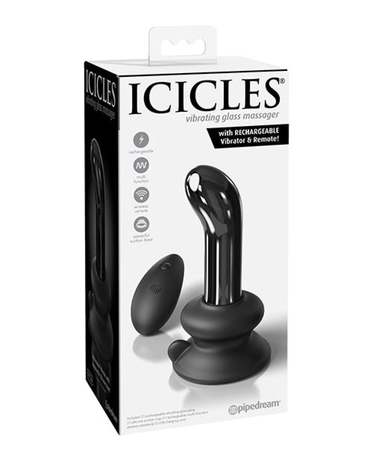 Doll Authority Anal Products Icicles No. 84 Hand Blown Glass Vibrating Butt Plug W-remote - Black