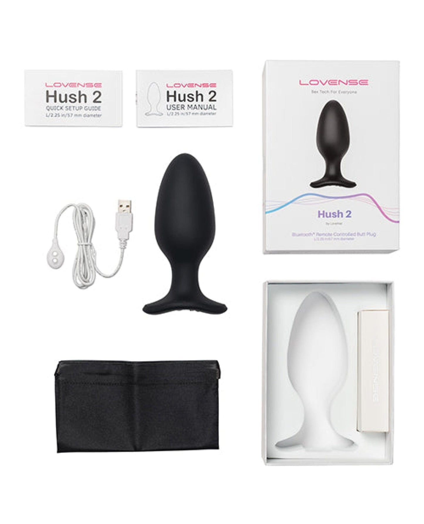 Doll Authority Anal Products Lovense Hush 2 2.25" Butt Plug - Black