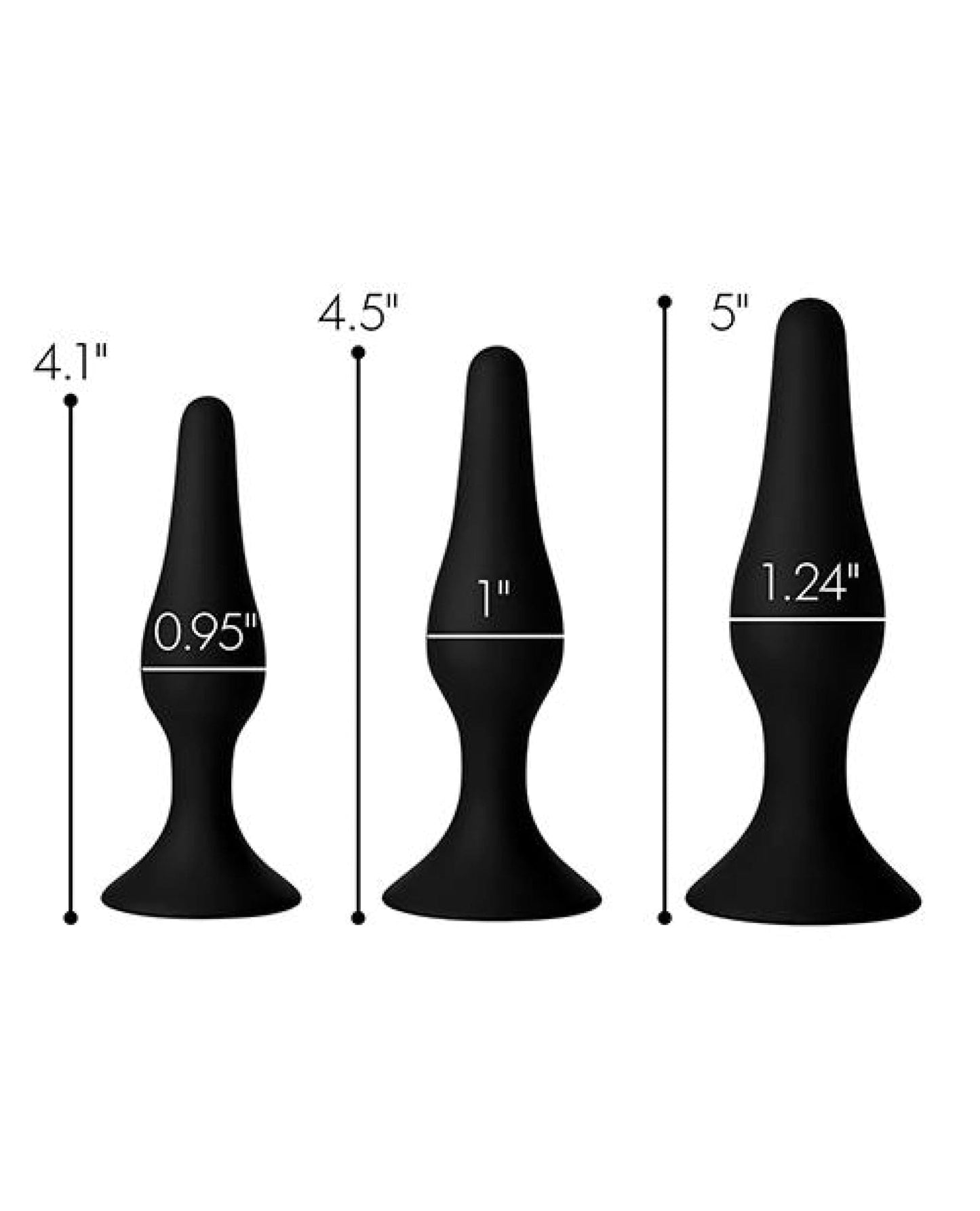 Doll Authority Anal Products Master Series Triple Tapered Silicone Anal Trainer - Black Set Of 3