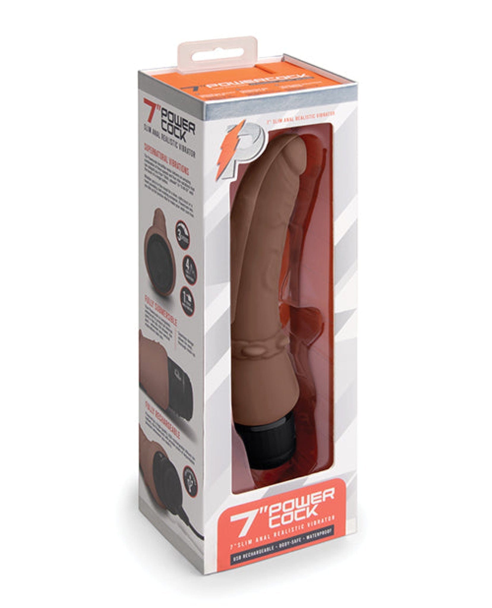 Doll Authority Anal Products Dark Brown Powercocks 7" Slim Anal Realistic Vibrator