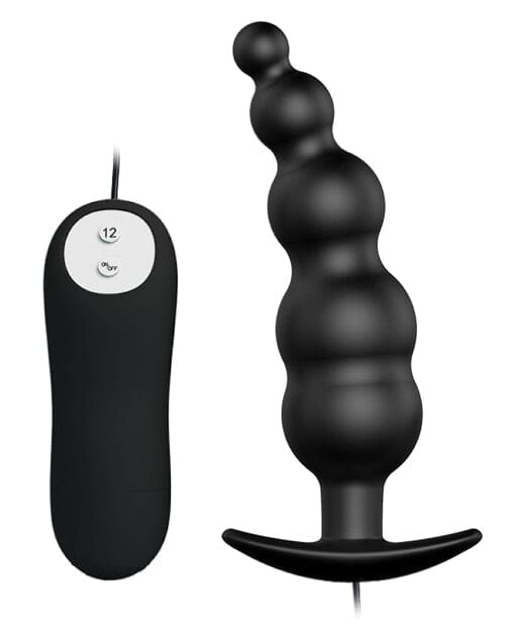 Doll Authority Anal Products Pretty Love Vibrating Bead Shaped Butt Plug - Black