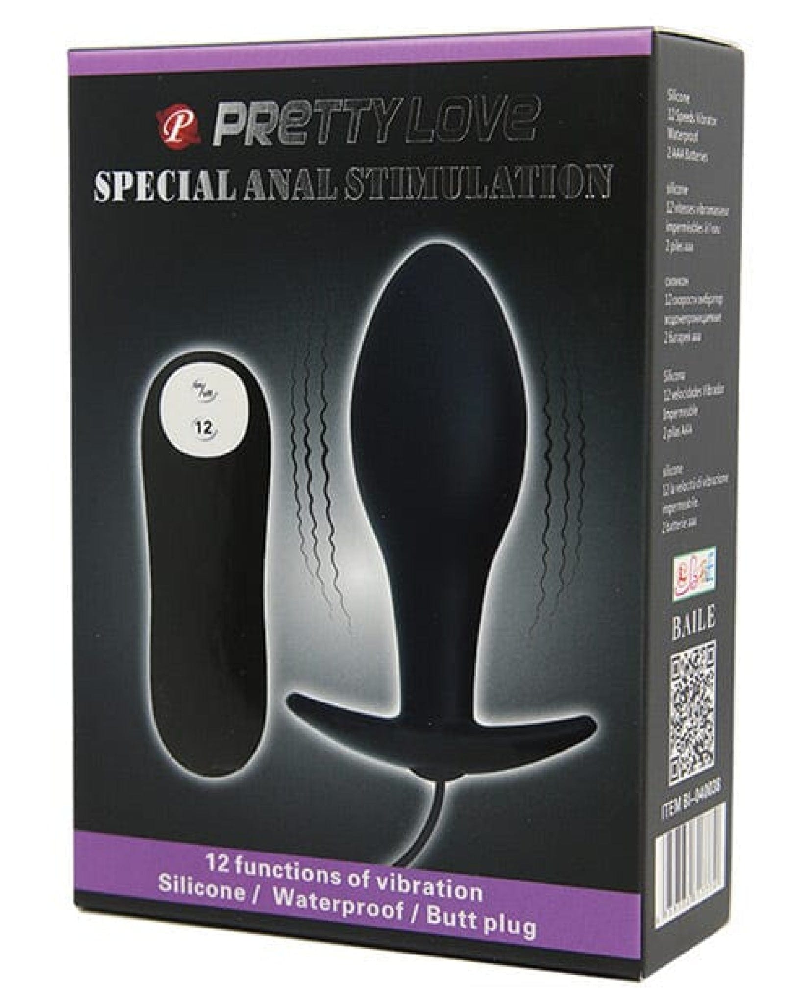 Doll Authority Anal Products Pretty Love Vibrating Bulb Shaped Butt Plug - Black
