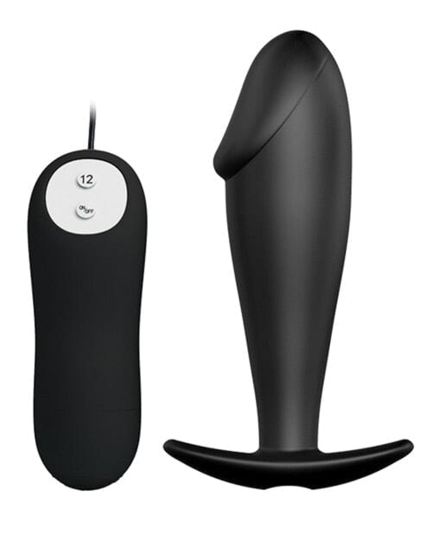 Doll Authority Anal Products Pretty Love Vibrating Penis Shaped Butt Plug - Black
