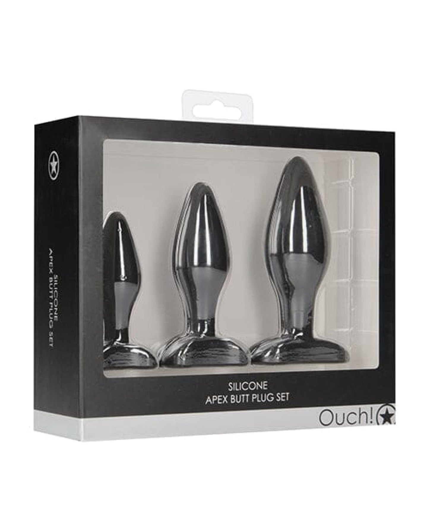 Doll Authority Anal Products Shots Ouch Apex Butt Plug Set - Black
