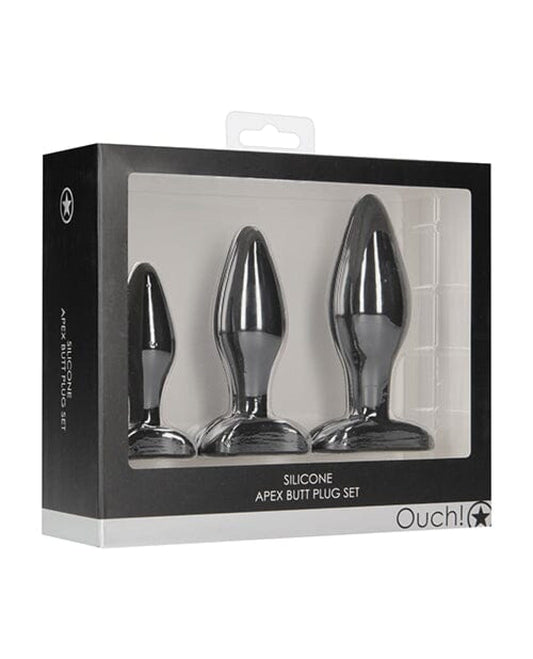 Doll Authority Anal Products Shots Ouch Apex Butt Plug Set - Black