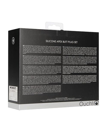 Doll Authority Anal Products Shots Ouch Apex Butt Plug Set - Black