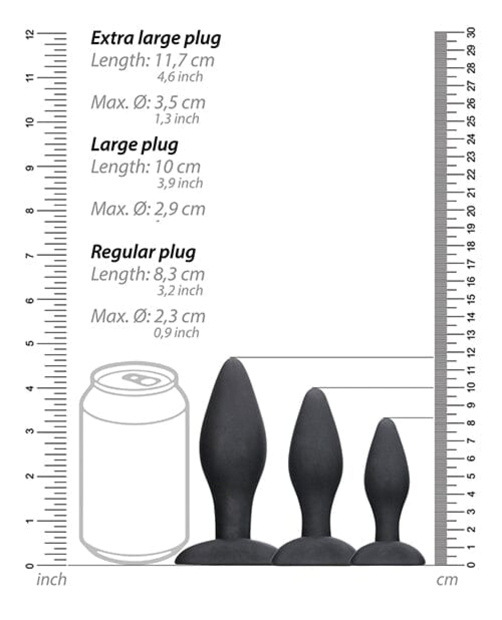 Doll Authority Anal Products Shots Ouch Apex Butt Plug Set - Black