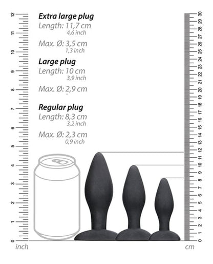 Doll Authority Anal Products Shots Ouch Apex Butt Plug Set - Black