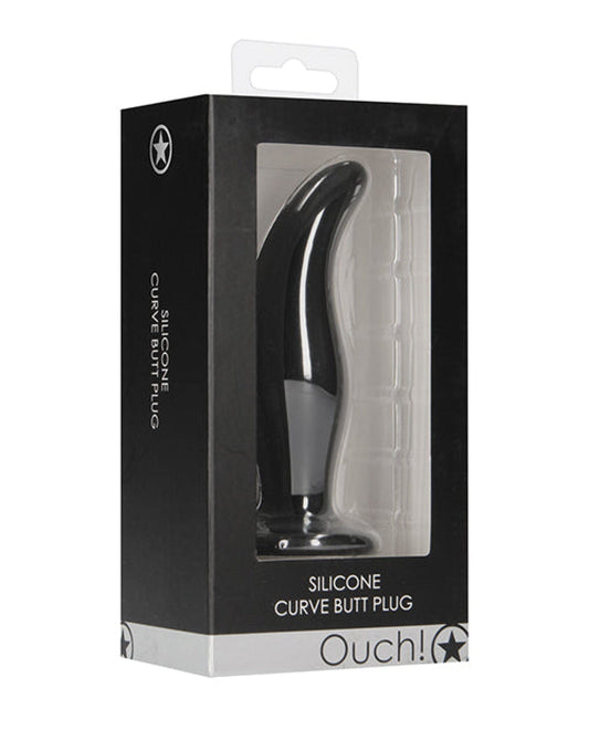 Doll Authority Anal Products Shots Ouch Curve Butt Plug - Black