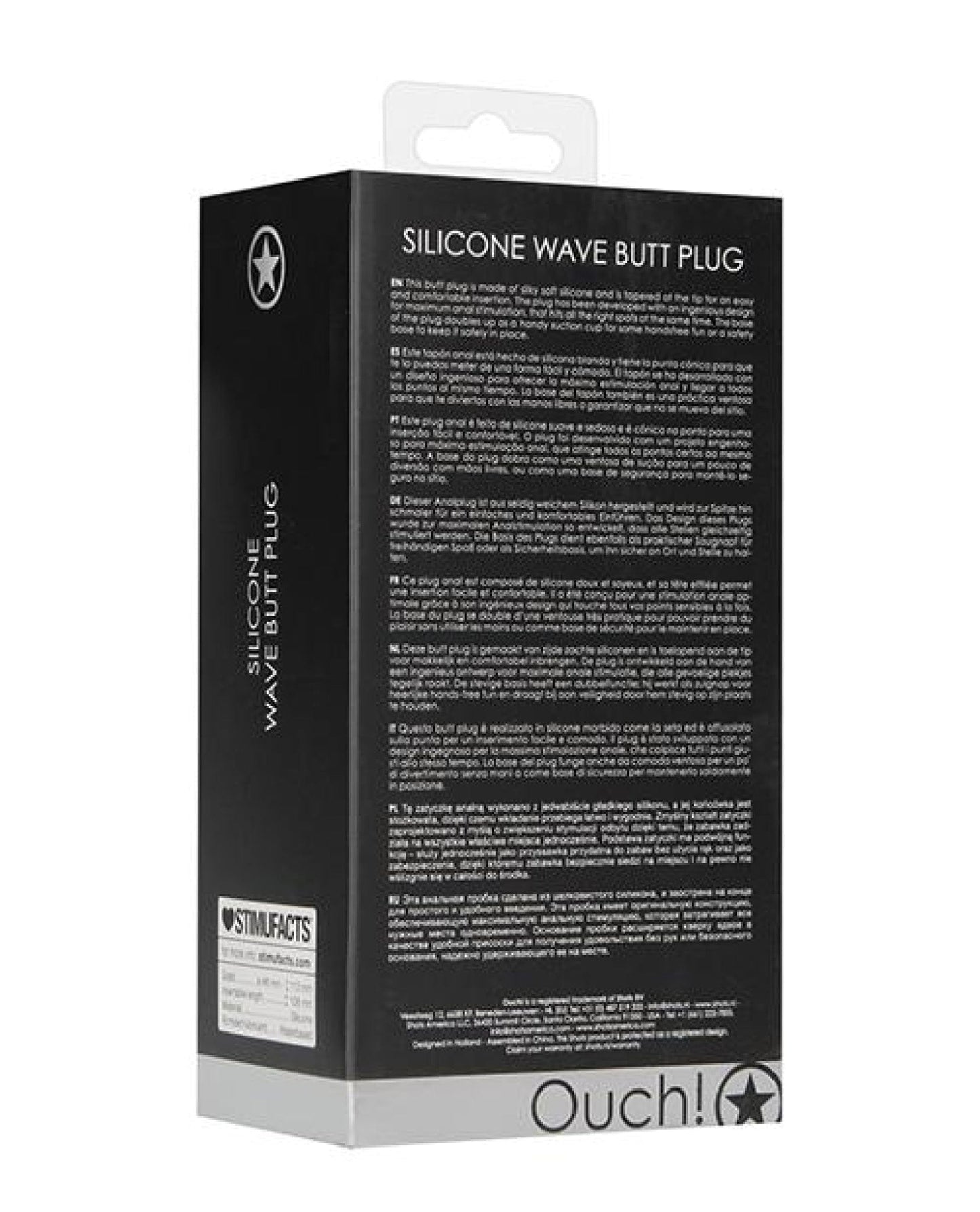 Doll Authority Anal Products Shots Ouch Wave Butt Plug - Black