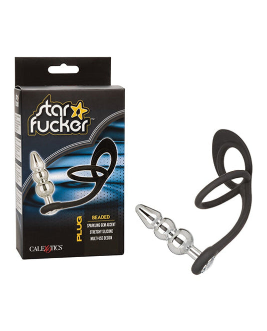 Doll Authority Anal Products Star Fucker Beaded Gem Plug W-silicone Enhancer - Black