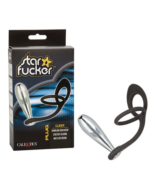 Doll Authority Anal Products Star Fucker Glider Gem Plug W-silicone Enhancer - Black