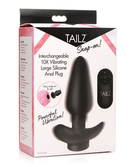 Doll Authority Anal Products Large Tailz Snap On Interchangeable 10x Vibrating Silicone Anal Plug W/remote