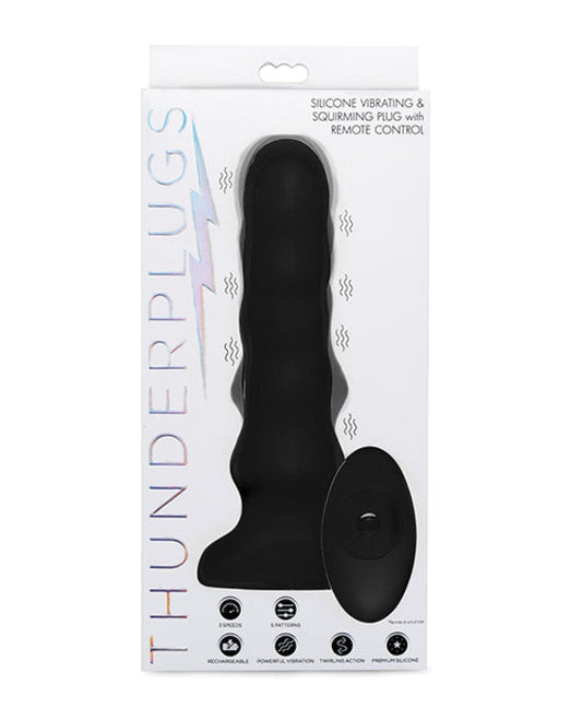 Doll Authority Anal Products Thunderplugs Silicone Vibrating & Squirming Plug W/remote - Black