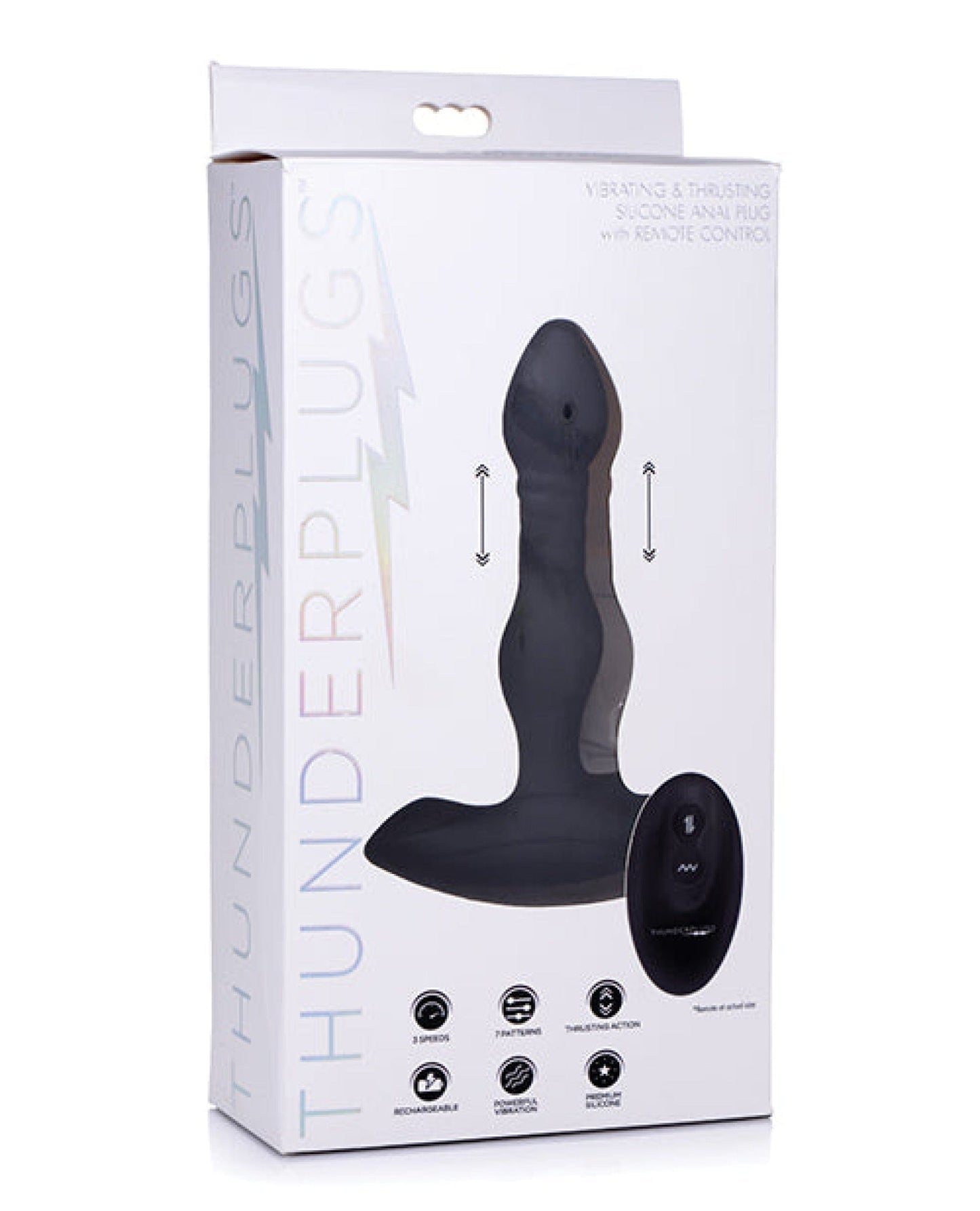 Doll Authority Anal Products Thunderplugs Silicone Vibrating & Thrusting Plug W/remote - Black